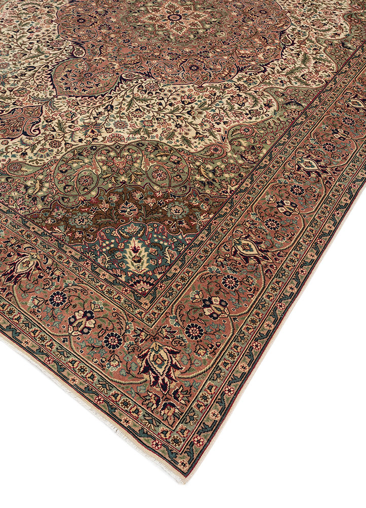 aalam red and orange wool hand knotted Rug - FloorShot