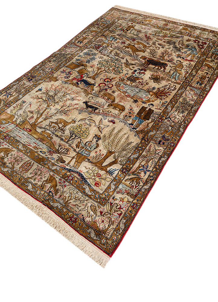 gulmarg gold silk hand knotted Rug - FloorShot