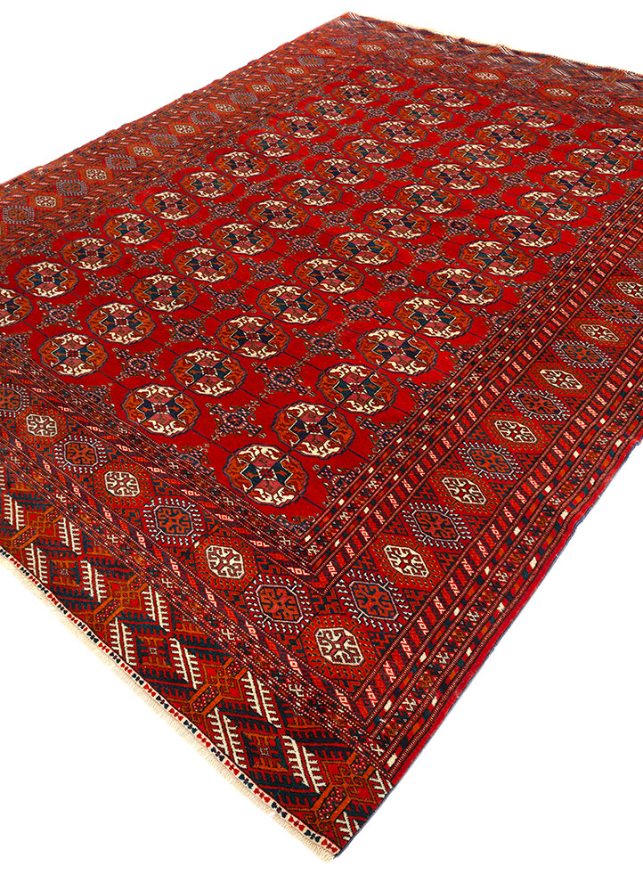 kiaan red and orange wool hand knotted Rug - FloorShot