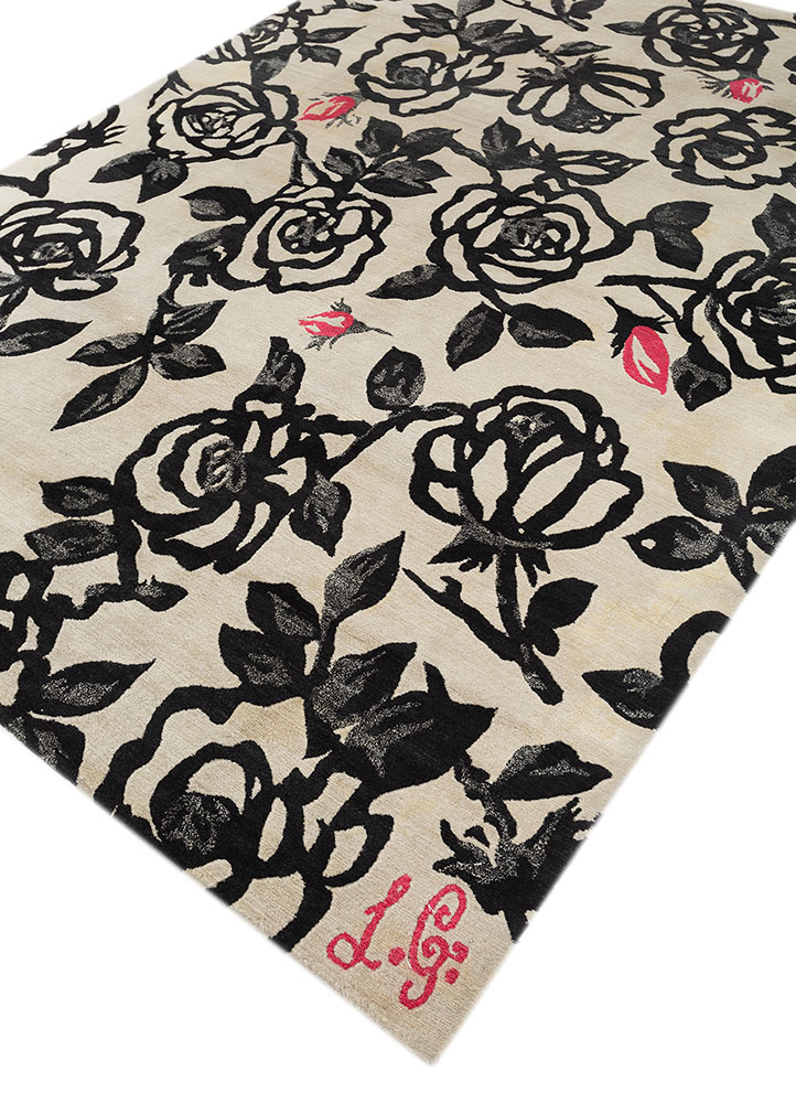pansy beige and brown wool hand knotted Rug - FloorShot