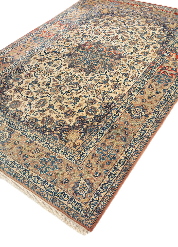 gulmarg gold wool and silk hand knotted Rug - FloorShot