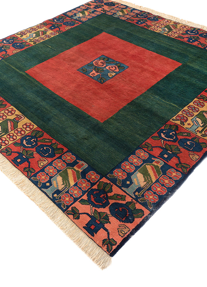 aalam red and orange wool hand knotted Rug - FloorShot