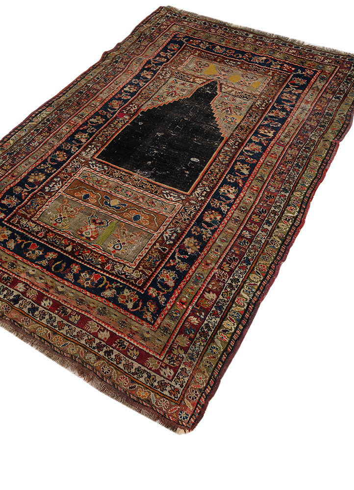aalam grey and black wool hand knotted Rug - FloorShot