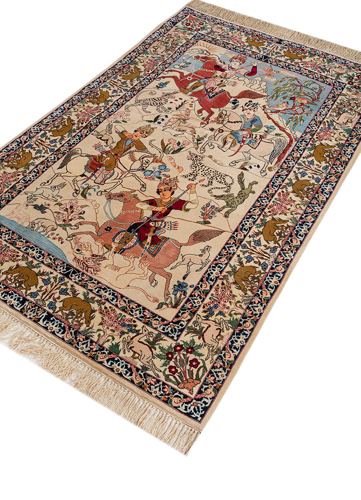 aalam ivory wool hand knotted Rug - FloorShot