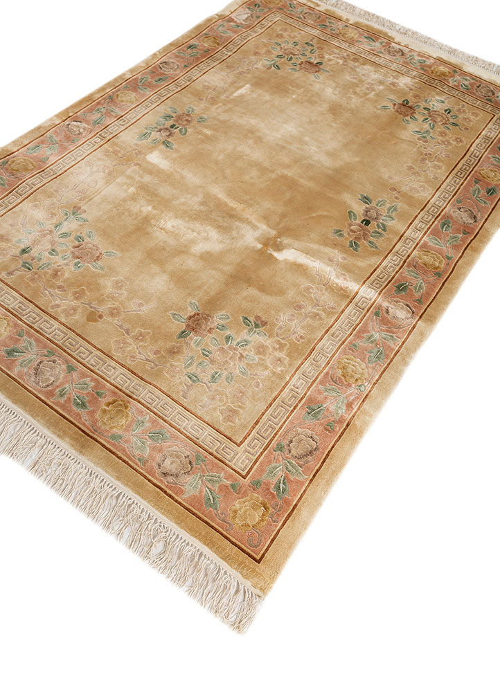 gulmarg gold silk hand knotted Rug - FloorShot