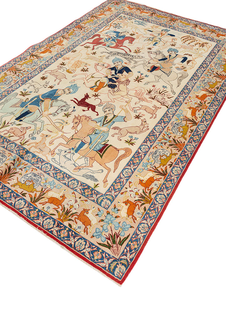 aalam ivory wool hand knotted Rug - FloorShot