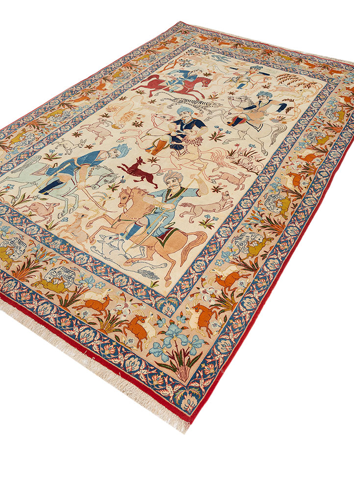 aalam ivory wool hand knotted Rug - FloorShot