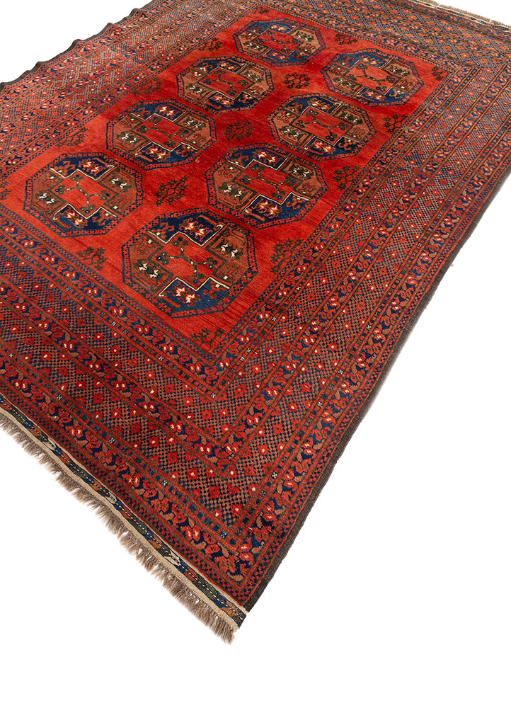 kiaan red and orange wool hand knotted Rug - FloorShot