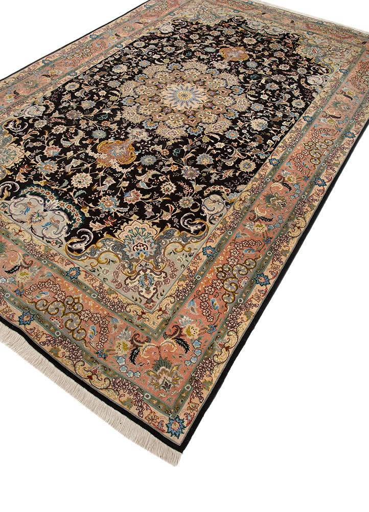 aalam grey and black wool hand knotted Rug - FloorShot