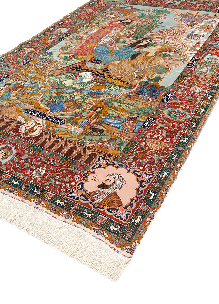 aalam green wool hand knotted Rug - FloorShot