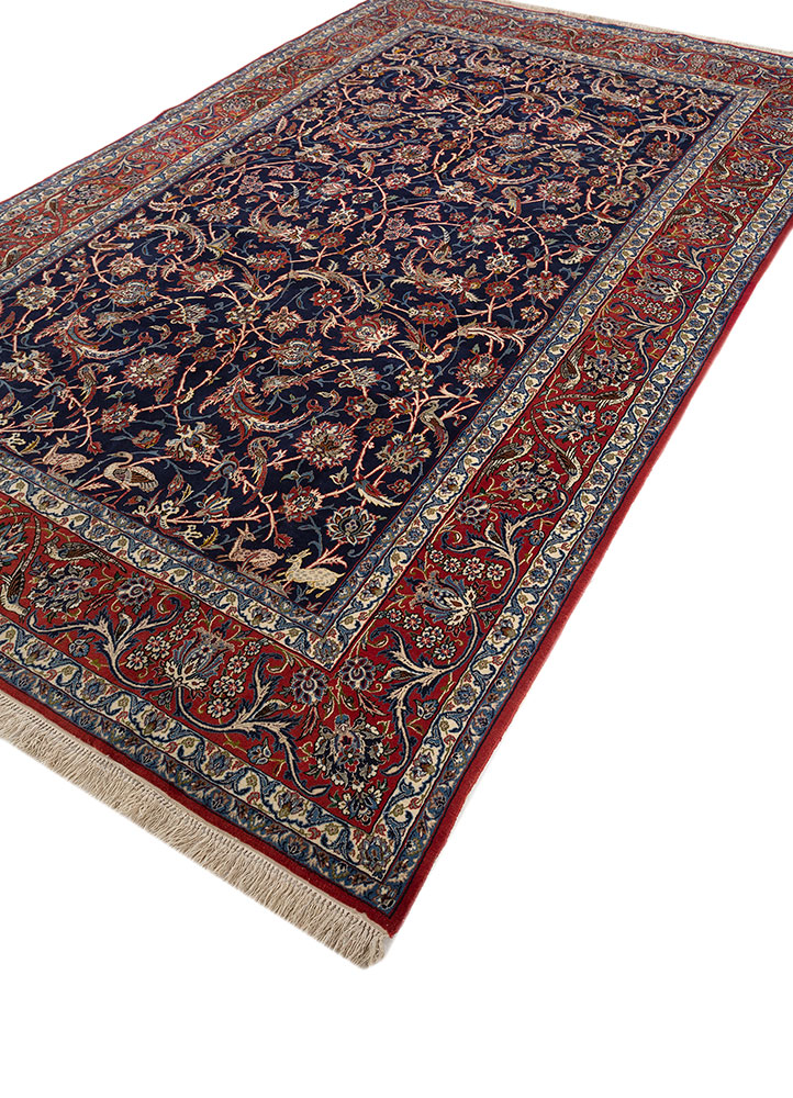 aalam blue wool hand knotted Rug - FloorShot