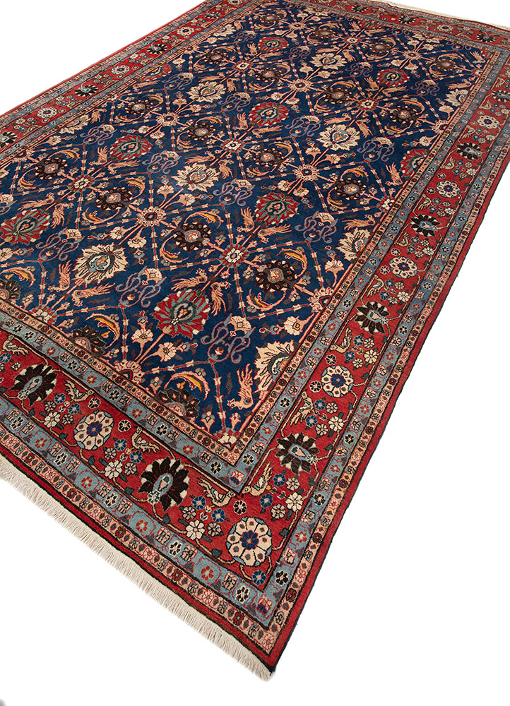 aalam blue wool hand knotted Rug - FloorShot