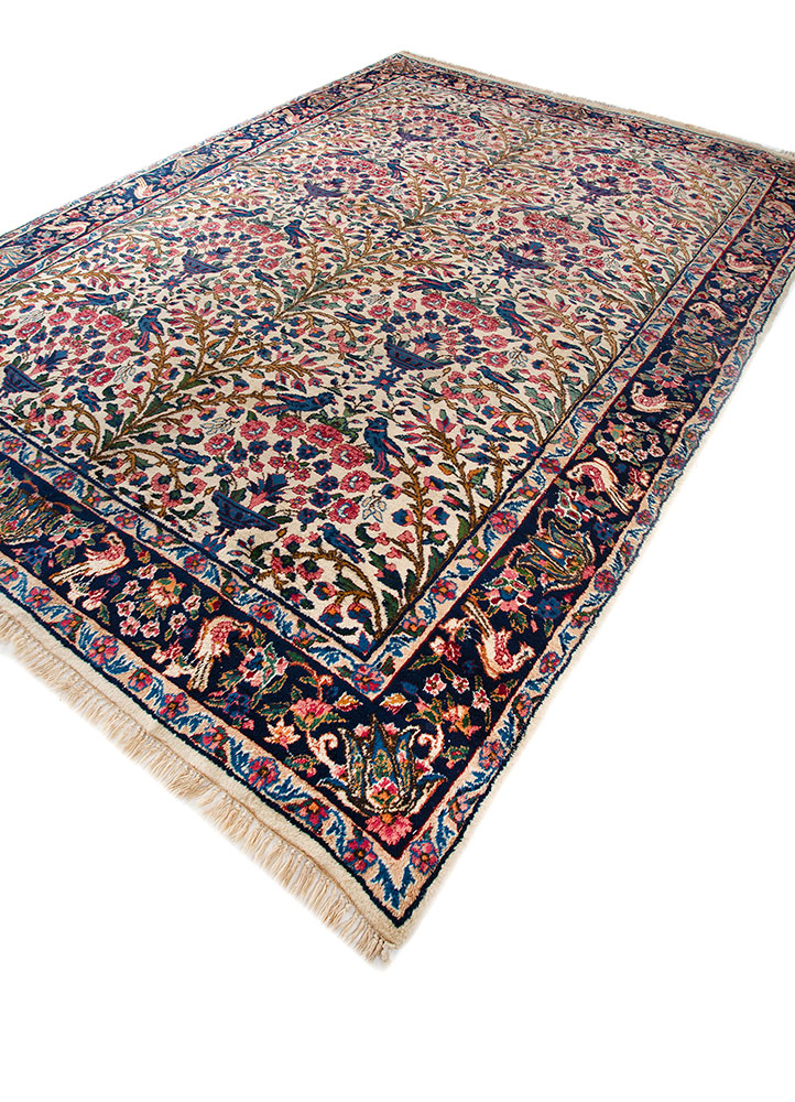 aalam ivory wool hand knotted Rug - FloorShot