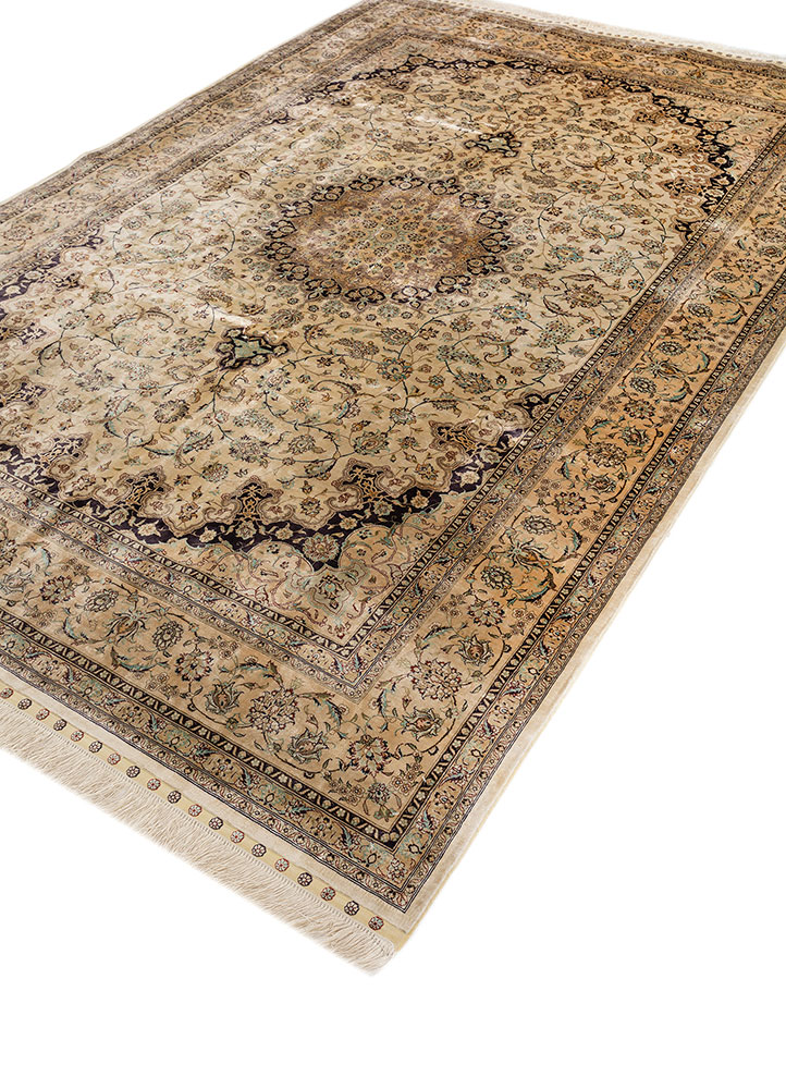 aalam gold wool hand knotted Rug - FloorShot