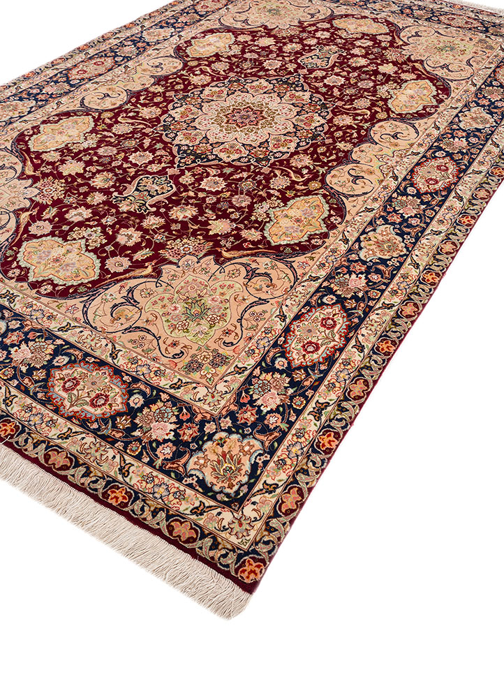 aalam red and orange wool hand knotted Rug - FloorShot