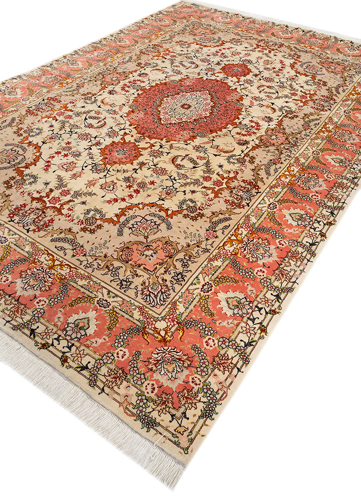 aalam red and orange wool hand knotted Rug - FloorShot