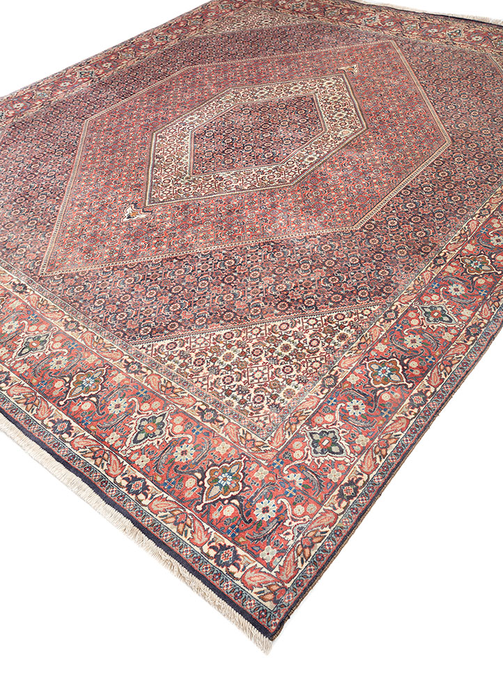 aalam red and orange wool hand knotted Rug - FloorShot