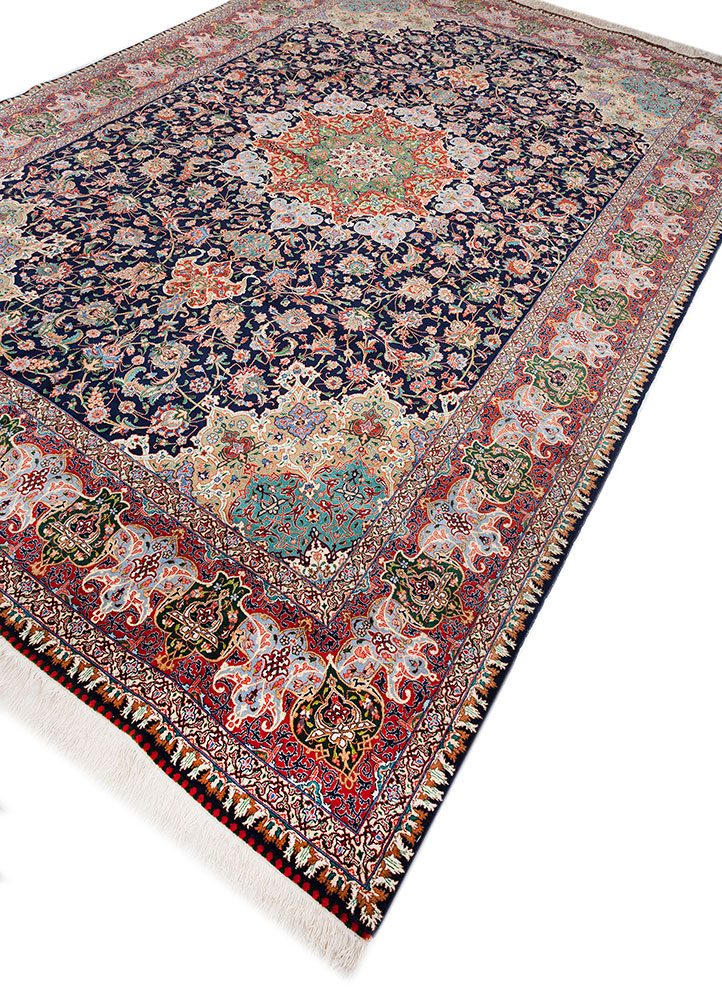 aalam blue wool hand knotted Rug - FloorShot