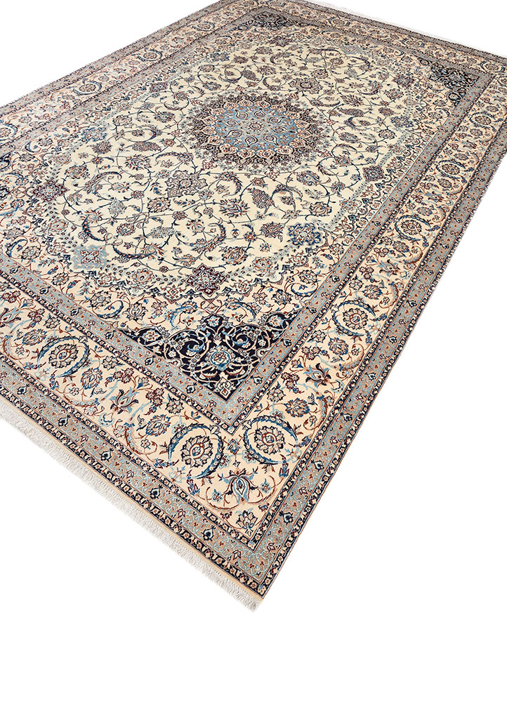 aalam ivory wool hand knotted Rug - FloorShot