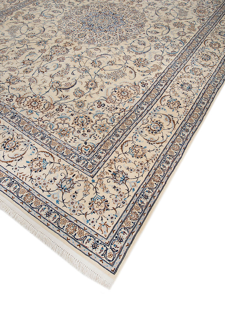 aalam ivory wool hand knotted Rug - FloorShot
