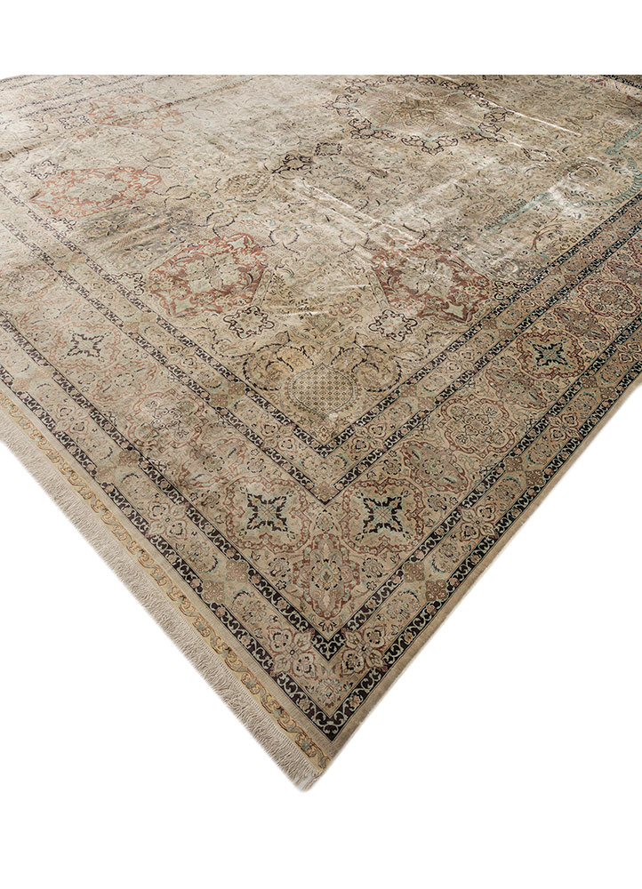 aalam red and orange wool hand knotted Rug - FloorShot