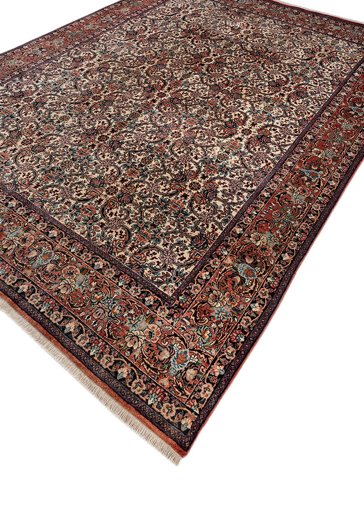 aalam red and orange wool hand knotted Rug - FloorShot