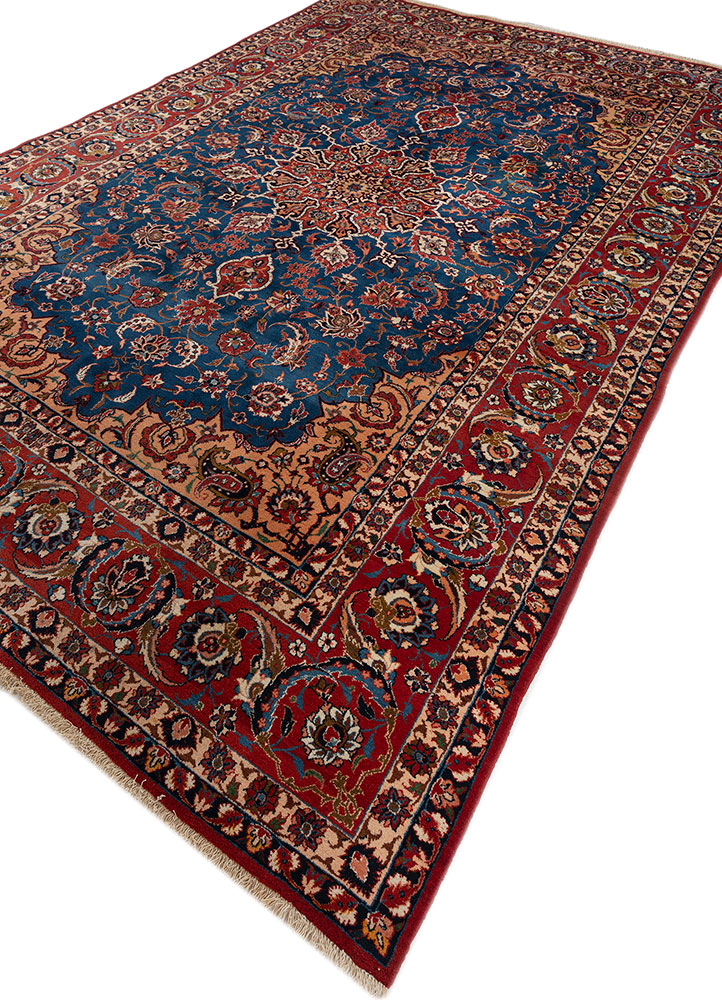 aalam blue wool hand knotted Rug - FloorShot