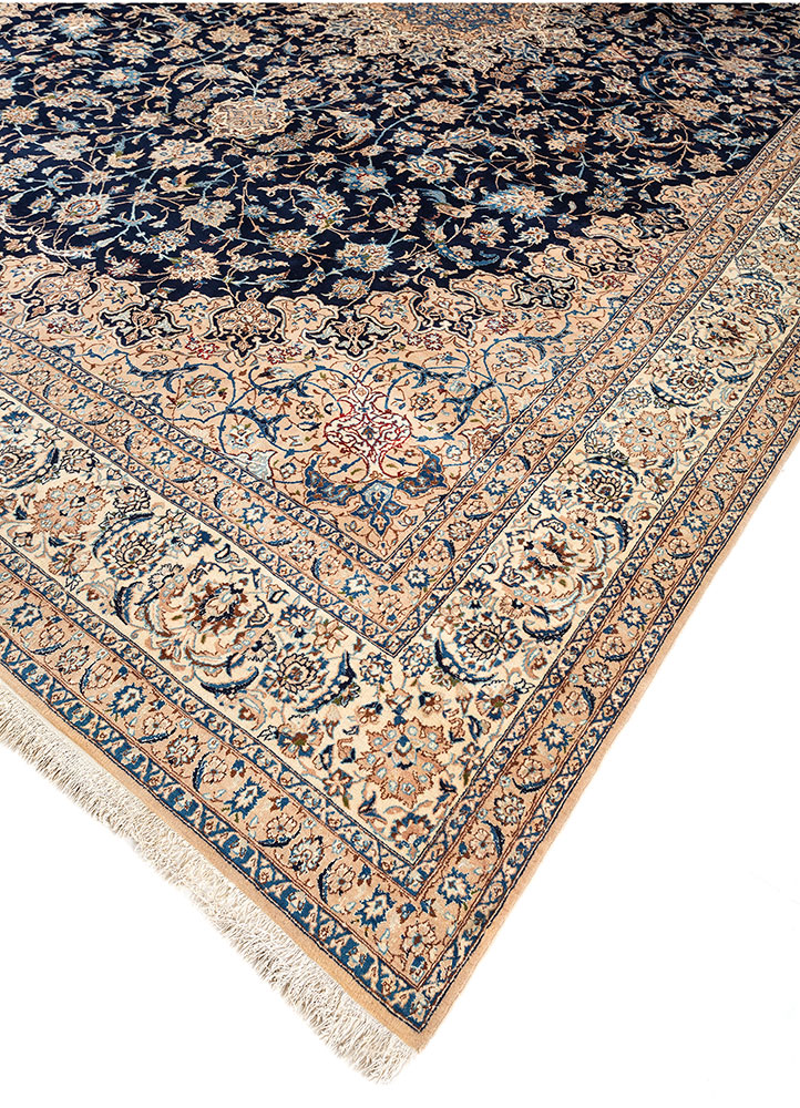 aalam beige and brown wool hand knotted Rug - FloorShot
