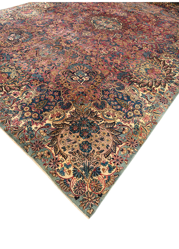 aalam blue wool hand knotted Rug - FloorShot