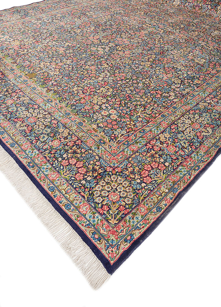 aalam blue wool hand knotted Rug - FloorShot