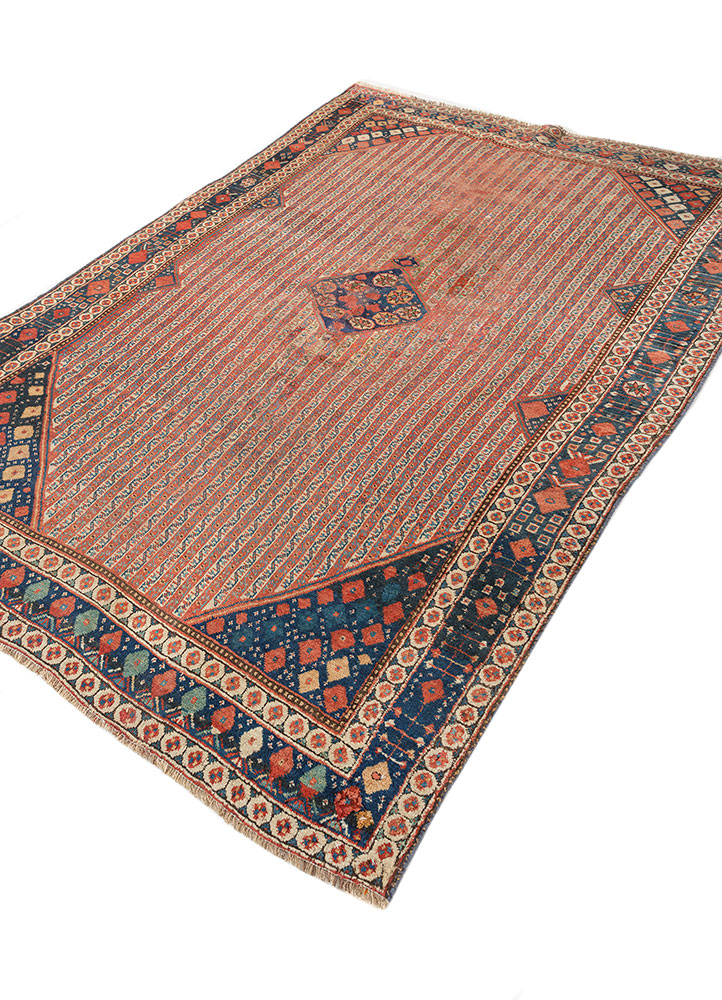 kiaan red and orange wool hand knotted Rug - FloorShot