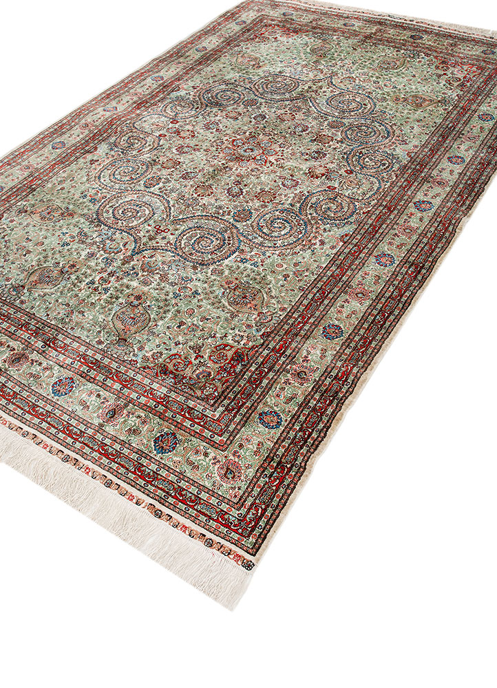 gulmarg green silk hand knotted Rug - FloorShot