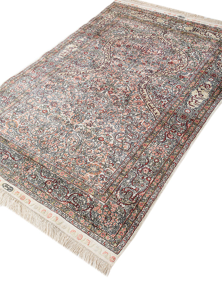 gulmarg red and orange silk hand knotted Rug - FloorShot