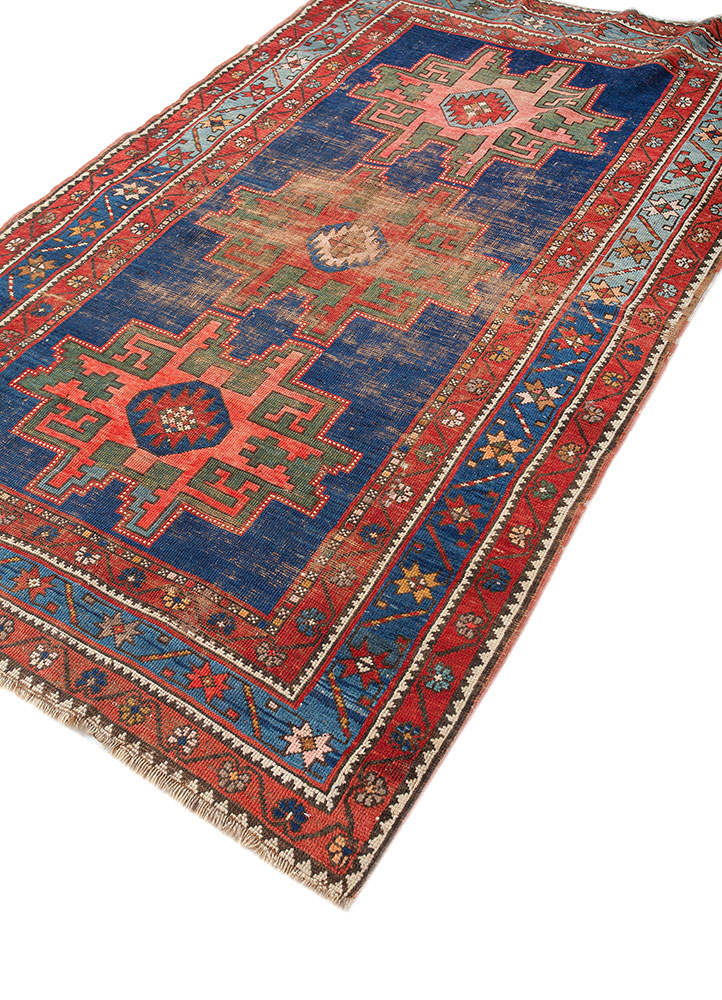 kiaan blue wool hand knotted Rug - FloorShot