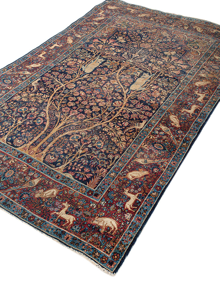 aalam blue wool hand knotted Rug - FloorShot