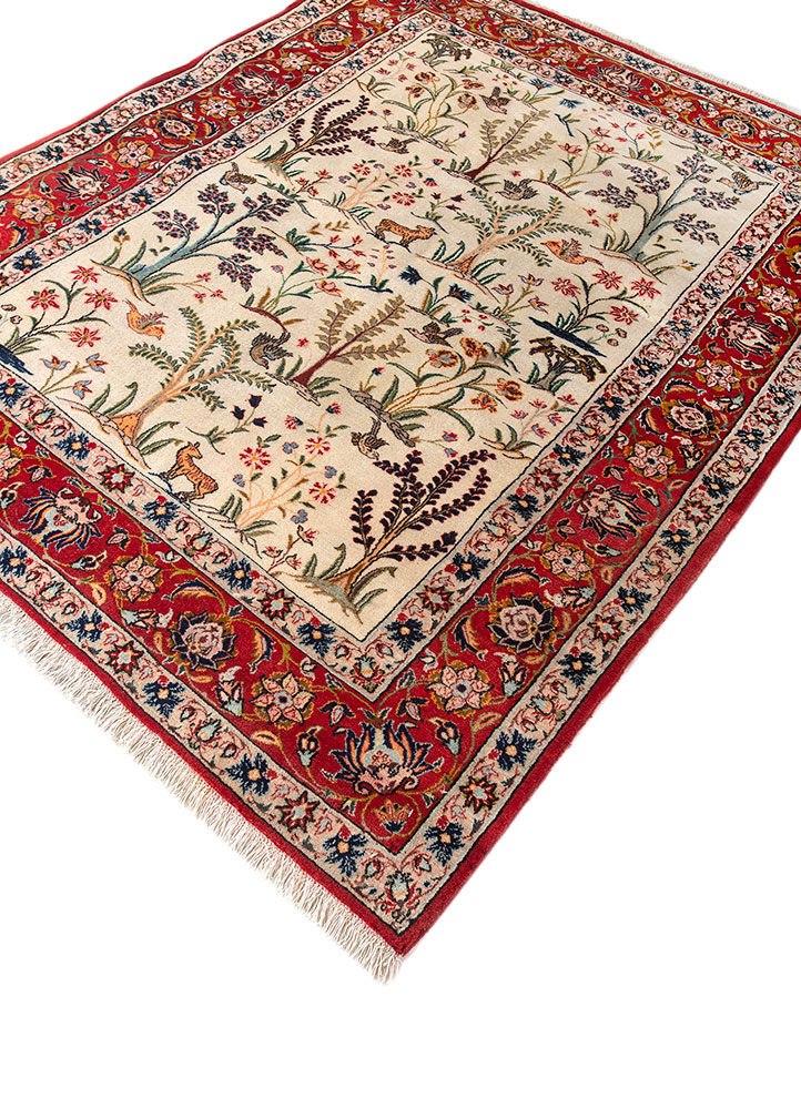 aalam beige and brown wool hand knotted Rug - FloorShot