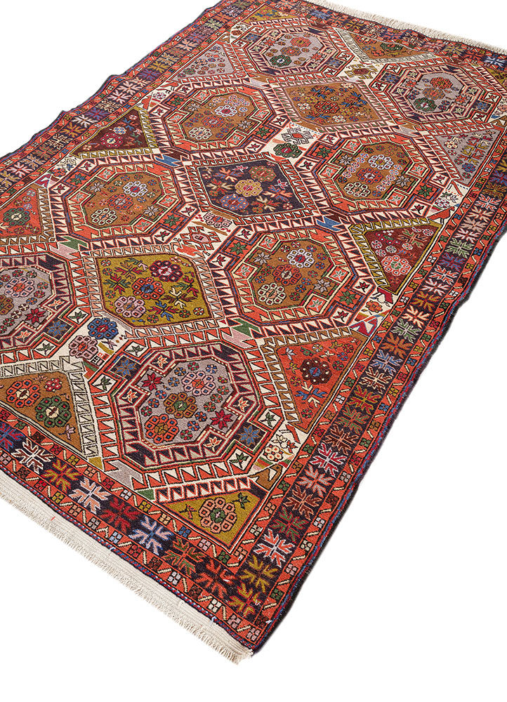 kiaan blue wool and silk hand knotted Rug - FloorShot