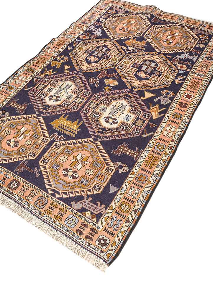 kiaan red and orange wool hand knotted Rug - FloorShot