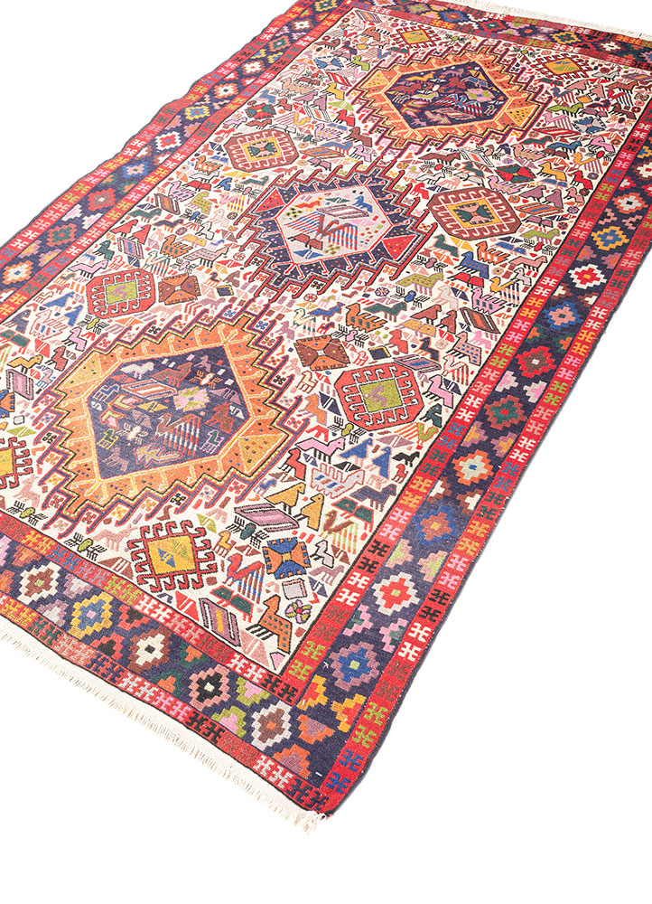 kiaan blue wool and silk hand knotted Rug - FloorShot