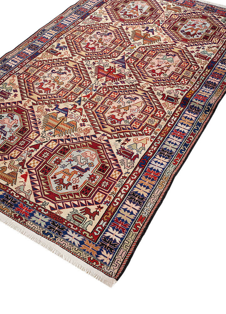 kiaan red and orange wool and silk hand knotted Rug - FloorShot