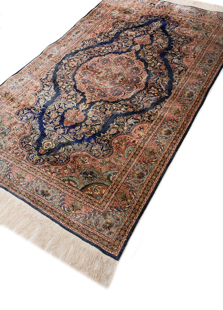 gulmarg blue silk hand knotted Rug - FloorShot
