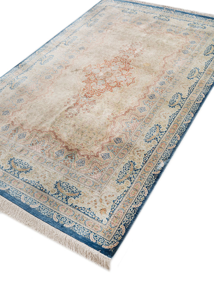 gulmarg blue silk hand knotted Rug - FloorShot