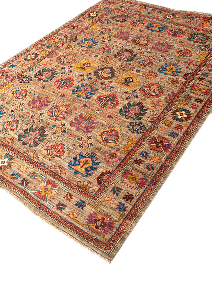 aalam green wool hand knotted Rug - FloorShot