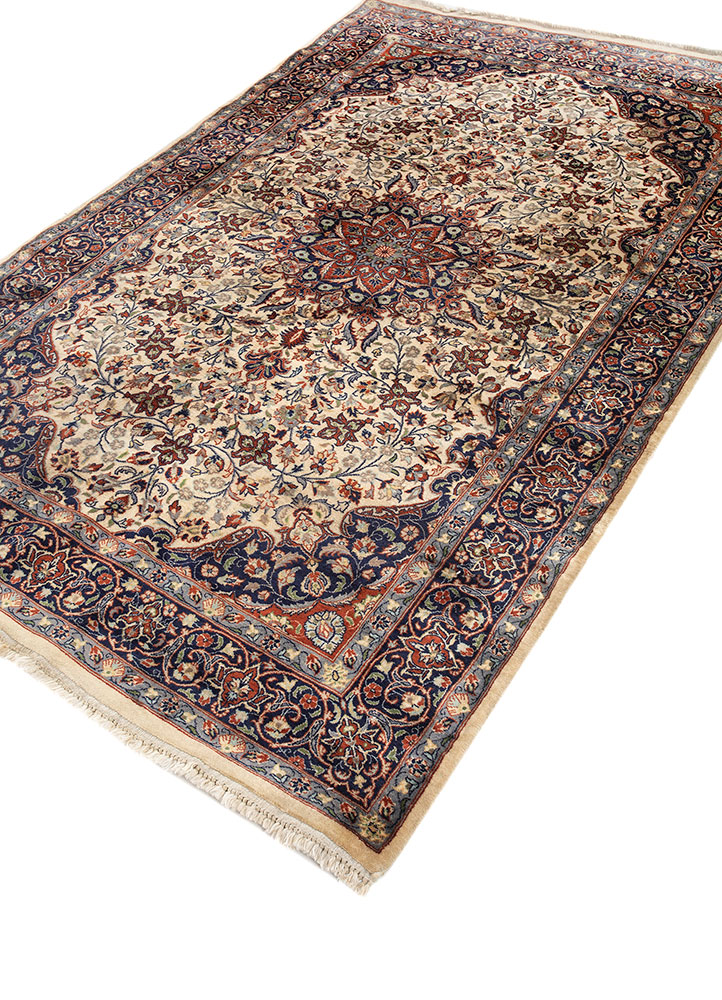 aalam blue wool hand knotted Rug - FloorShot