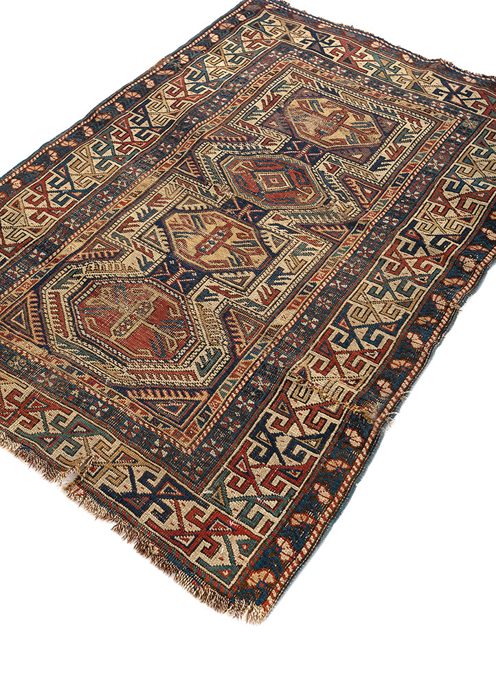 kiaan blue wool hand knotted Rug - FloorShot