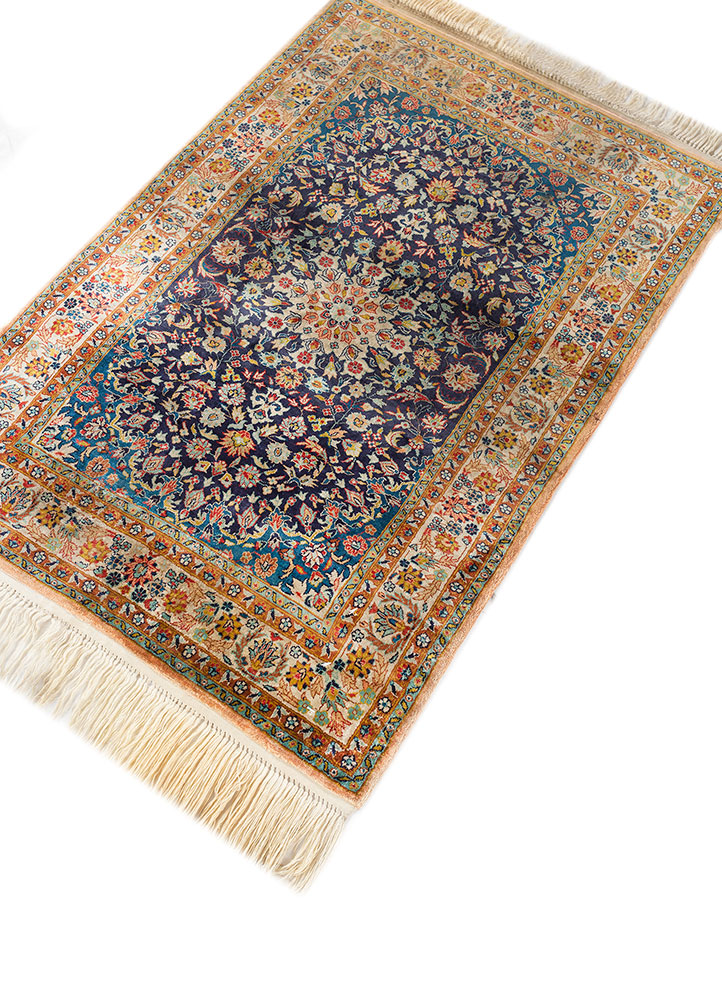 gulmarg blue silk hand knotted Rug - FloorShot