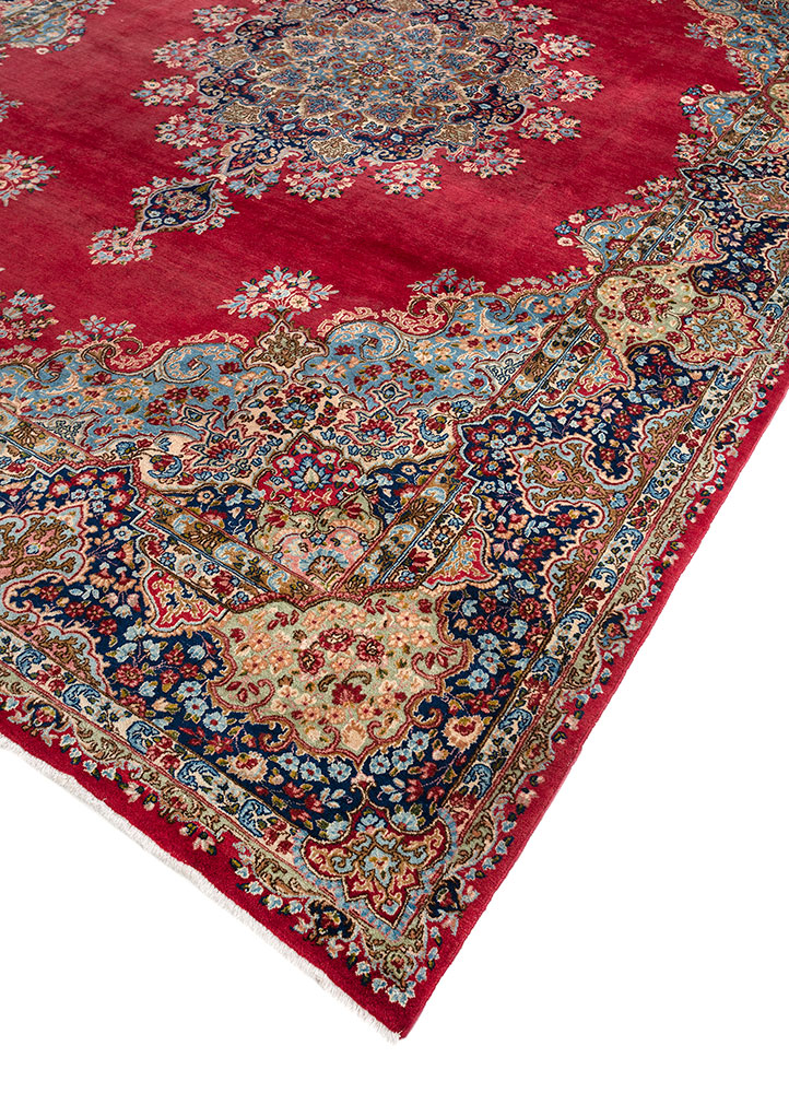 aalam blue wool hand knotted Rug - FloorShot
