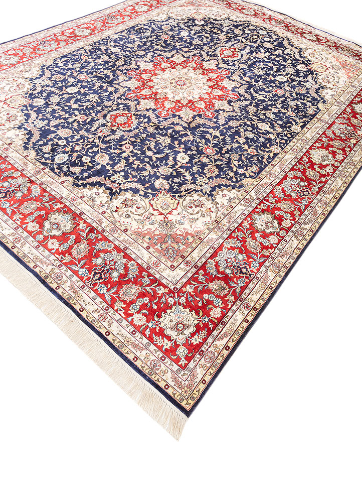 gulmarg blue silk hand knotted Rug - FloorShot