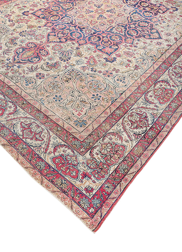 aalam pink and purple wool hand knotted Rug - FloorShot