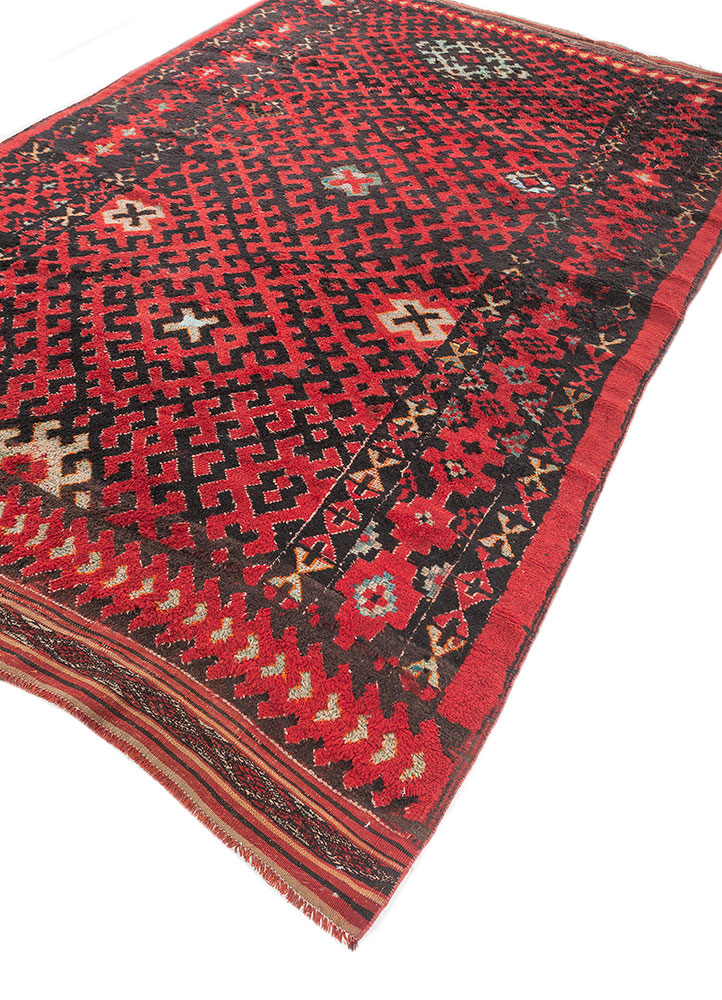 kiaan red and orange wool hand knotted Rug - FloorShot
